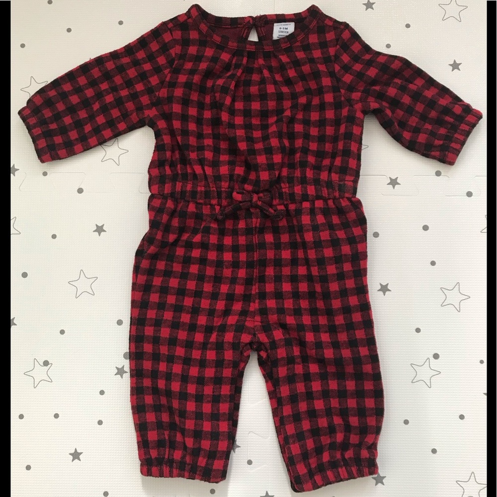 Plush-Knit Gingham Jumpsuit for Baby